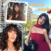 abordables Franges-Postiches pour femmes avec franges clairsemées de 16 pouces, postiches pour femmes avec franges françaises à clip 360° 3D