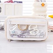 cheap Pencil Cases &amp; Holders-Large Capacity Storage Bag with 9-layer Pencil Case Transparent Compartment and Magnetic Button Flap for Easy Retrieval