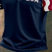  4η Ιουλίου 2026 250η Ανδρικά Αμερικανική σημαία των ΗΠΑ Μπλουζάκια πόλο Button Up Polos Πουκάμισο γκολφ Κοντομάνικο Μπλουζάκια πόλο Πέτο Μοντέρνα Καθημερινό Καθημερινά Φεστιβάλ Στάμπα Καλοκαίρι