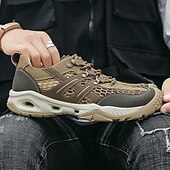 baratos Ténis para Homem-Tênis masculino cáqui para caminhada ao ar livre - tênis de corrida de trilha duráveis com malha respirável e sola antiderrapante para acampamentos, caminhadas e aventuras diárias ao ar livre