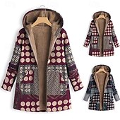 abordables vestes en sherpa-Femmes Veste en Polaire Manteau Veste à Capuche Chaud Confortable Fermeture éclair Avec Poches Mode Moderne Occasionnel Géométrique Sortir Week-end Fermeture éclair Régulier À capuche Coupe régulière