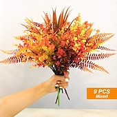 baratos Ação de Graças &amp; Outono-Pacote com 9 flores e plantas artificiais de outono para decoração externa, perfeitas para decoração de casa, acessórios para fotografia de casamento e decoração de hotéis