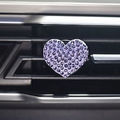 cheap Car Pendants &amp; Ornaments-Car Vent Clip Bling Crystal Heart Shape Charm Universal Car Air Conditioner Decorations