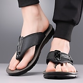billige Ferietøfler-herre flip-flops i kunstskinn og netting, pustende slip-on-design med polstret såle, ideell for sommerstrand ved bassengkanten og avslappede helger