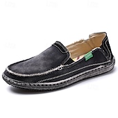economico Slip-ons e mocassini da uomo-Mocassini da uomo in denim blu con bordo sfrangiato, scarpe casual leggere slip-on per le uscite del fine settimana, le passeggiate estive e il comfort quotidiano