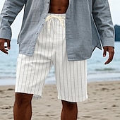 economico Vacanza-Per uomo Shorts Pantaloncini Estivi Pantaloncini casual Tasca Coulisse Elastico in vita A righe Comodità Indossabile Lunghezza al ginocchio All&#039;aperto Sport Quotidiano Moda Casual Nero Bianco