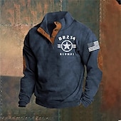 voordelige Basis Sweatshirts-Voor heren Sweatshirt Zwart Leger Groen Marineblauw Bruin Donkergrijs Opstaande boord Grafisch Afdrukken Lapwerk Dagelijks Feestdagen Uitgaan Polyester Streetwear Casual Herfst Winter Kleding Hoodies