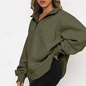 זול הודו ו sweatshirt-בגדי ריקוד נשים אחיד חולצת ספורט תעצור בצד סתיו רבע מיקוד שרוול ארוך בגדי ספורט ומנוחה עמיד לחות וויק טניס גולף ריצה משמש שחור לבן בגדי ספורט לבוש אקטיבי