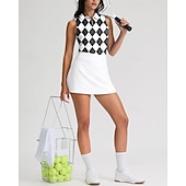 cheap Women&#039;s Shirt-Women&#039;s Plaid / Check Sport Shirt Golf Polo Shirt Tennis Shirt Sleeveless Zipper High Elasticity Moisture Wicking Breathable Tennis Golf Pickleball Turndown Zip Collar Shirt Top Black Tennis Clothing