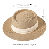 billige Hatter-1 stk. elegant damehatt med strå og bred brem, lett og pustende sommerhatt for strandaktiviteter, uformell &amp;formelle arrangementer, tilbehør til arrangementer