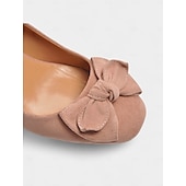 cheap 1950s-Women&#039;s Heels Retro Party Work Daily Bowknot Chunky Heel Square Toe Elegant Vintage Faux Suede Loafer Black Pink Blue