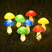 ieftine Lumini de peisaj-8 buc lumini solare de grădină cu ciuperci, lumini de grădină impermeabile cu ciuperci, pentru Crăciun, Halloween, Ziua Recunoștinței, curte, gazon, alee, decorațiuni de petrecere de sărbători