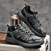 abordables Baskets-Homme Chaussures Décontractées Chaussures de randonnée Marche Occasionnel Cuir PU Maille Confortable Antidérapant Respirant À lacets Noir Jaune Vert Été Printemps