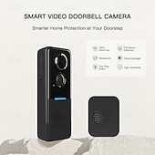 economico Impianti videocitofonici-Videocitofono wireless intelligente 1080p con suoneria, visione notturna, avvisi in tempo reale, rilevamento del corpo tramite intelligenza artificiale, chiamate bidirezionali tramite Wi-Fi,