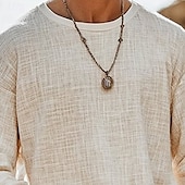cheap Basic T shirts-Men&#039;s T Shirt Tee Tee Top Long Sleeve Shirt Long Sleeve Crew Neck Summer Spring Solid Color Bohemia Vintage Casual Classic Vacation Street Casual Daily Apricot Top Tee for Men