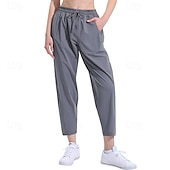 cheap Yoga Pants &amp; Bloomers-Women&#039;s fitness pants Pilates Pants Yoga Pants Drawstring with Pockets Lightweight High Waist Pilates Gym Zumba Bottoms Green Light Grey Gray Modal Fall Sports Activewear Micro-elastic Loose Fit