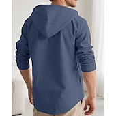 economico Camicie di lino-Per uomo Camicia Camicia di lino Camicia casual Camicia con Bottoni Camicia di cotone A righe Vacanza Camicia hawaiana Nero Bianco Blu marino Cachi Manica Lunga Con Cappuccio Primavera Autunno