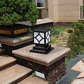 abordables Post Light-Lámpara de poste para exteriores, moderna lámpara de columna para entrada de patio, carcasa de metal, 110-240 V, 5 W