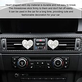 cheap Car Pendants &amp; Ornaments-Car Vent Clip Bling Crystal Heart Shape Charm Universal Car Air Conditioner Decorations