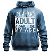 abordables tenues à capuche imprimées pour hommes-Homme Argot drôle Sweats à capuche Sweatshirt Sweat à capuche Sweat à capuche Col ras du cou Mode Imprimé Graphique Fête Vêtements de rue Jaune Rouge Cordon de serrage Automne Hiver Designer