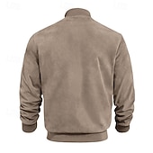 abordables Vestes en Suède Synthétique-Homme Veste Légère Veste Décontractée Vacances Quotidien Résistant à l&#039;usure Avec Poches Été Printemps Uni Mode Classique Col montant Régulier Noir Bleu Chameau Vert Véronèse Bleu de minuit Veste