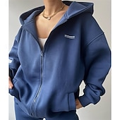 abordables Chándales-Mujer Tracksuit Pantalones Deportivo Ropa Deportiva Otoño Manga Larga Resistente al Viento Gimnasio Rutina de ejercicio Deportes Ropa de deporte Ropa de Deporte Color sólido Negro Gris oscuro Gris