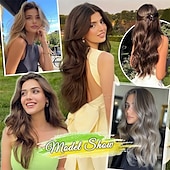 abordables Clip dans les extensions-Extensions de cheveux noirs de jais de 24 pouces à clipser, 4 pièces, extensions de cheveux synthétiques longs et ondulés, extensions de cheveux souples à clipser, postiche à double trame pour toute