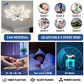 cheap Ceiling Fan Lights-Ceiling Fan with Lighting Modern LED Dimmable Fan Ceiling Light with Fan and Remote Control Timing Quiet Acrylic Flower Shape Ceiling Lamp for Bedroom Kitchen Dining Room Living Room