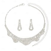 preiswerte Schmucksets-Brautschmuck-Sets 2 Zirkon 1 Halskette Ohrringe Damen Elegant Vintage Lieblich Liebe Kostbar Unregelmäßig Schmuck-Set Für Hochzeit Arbeit Geschenk