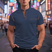 economico Maglietta casual Henley-Per uomo Maglietta Maglia Henley Camicia a Maniche Corte Manica Corta Henley Estate Blocco di colori Moda Designer Essenziale Patchwork Tasca Vacanza Streetwear Uscire Vinaccia Nero Bianco Maglietta