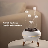 billige nattbordslampe-3D dynamisk manetsky sopp dans spray aromaterapimaskin skrivebordsflamme luftfukter husholdning tung tåke fargerikt lys fjernkontroll utstyrt med fem motorer for gavegivning familiekontor