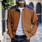 cheap Men&#039;s Jackets &amp; Coats-Men&#039;s Lightweight Jacket Corduroy Jacket Casual Jacket Vacation Daily Pocket Spring Fall Color Block Fashion Classic Stand Collar Regular Apricot Black White Yellow Wine Jacket