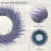 economico Fiore finti-Ghirlanda di lavanda artificiale da 40 cm per porta d'ingresso, decorazione da parete per interni, decorazione per matrimoni e accessorio fotografico