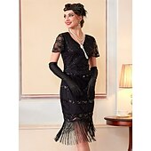 levne Šaty-Retro Řvoucí 20s 20. léta 20. století Bubenové šaty Šaty Úbory Velký Gatsby Svatební host Flitry Třásně Maškarní kostým Dámské Vánoce předvečer Všech svatých Karneval Párty a večer Svatební hostina