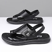 levne Sandály na dovolenou-Pánské hnědé sandály z umělé kůže s retro přezkou a oporou klenby, ideální pro každodenní chůzi, outdoorové nošení a dovolenou.