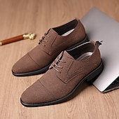 cheap Formal-Men&#039;s Oxfords Brogue Walking British PU Leather Suede Breathable Comfortable Slip Resistant Lace-up Dark Brown Black Blue Fall Winter