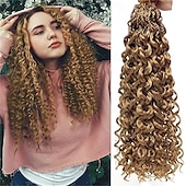 abordables Crocheter les cheveux-Extensions de cheveux synthétiques bouclés pré-bouclés de 18 pouces pour femmes noires - boucles gogo/boucles de plage/océan/eau/ondes profondes au crochet, 8 paquets de cheveux synthétiques sans