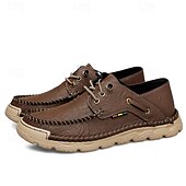 abordables sandales d&#039;extérieur-Baskets d&#039;extérieur pour hommes en cuir marron avec tige en mesh, semelle intérieure coussinée et semelle en caoutchouc durable pour le sport, la randonnée et les aventures actives en plein air