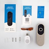 economico accessori per trapano-Videocitofono intelligente con campanello wireless, telecamera per visione notturna, audio bidirezionale (T50 beige (incluso Dingdong, cavo USB))