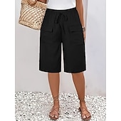 economico Pantaloncini-Per donna Chinos Shorts Essenziale Casual Lunghezza al ginocchio Vita Alta Semplice Fascia Elastica Comodo Morbido Confortevole Micro-elastico All&#039;aperto Streetwear Nero Arancione Verde Cachi Estate