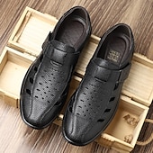 billiga Kjol sandaler-Herrsandaler med andningsförmåga i brunt – öppen ventilation med kardborreknäppning, bekväma sommarskor för promenader, resor och utomhusaktiviteter