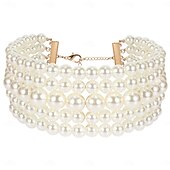 abordables Parures de Bijoux-Ensembles de bijoux de mariée 1 ensemble de boucles d&#039;oreilles en perles et strass, collier et bracelets, ensemble de bijoux élégant et doux pour femmes, pour mariage, travail, occasion spéciale