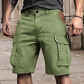 economico All&amp;#39;aperto-Per uomo Pantaloncini cargo Shorts Pantaloncini Estivi Multi-tasche Tasca con Patta Semplice Comodità Indossabile Lunghezza al ginocchio All&#039;aperto Sport Quotidiano Moda Casual Verde Cachi