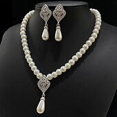 cheap Jewelry Sets-Bridal Jewelry Sets 1 set Imitation Pearl Rhinestone Earrings Necklace Women&#039;s Stylish Trendy Sweet Jewelry Set For Wedding Special Occasion Party Evening Wear