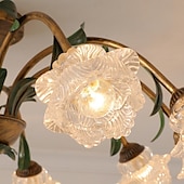 economico Lampade da soffitto-Lampada da soffitto floreale a 6 luci, lampada da soffitto semi-incassata vintage a forma di fiore di tulipano, ramo in metallo dorato con paralumi in vetro smerigliato per soggiorno, camera da letto
