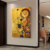 baratos Até 30 $-Grande tela abstrata de arte de parede em círculo dourado sem moldura - pintura geométrica moderna dourada, azul, verde e multicolorida para decoração de sala de estar e quarto