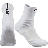 abordables Calcetines deportivos-1 par de calcetines de senderismo para hombre, deportivos, transpirables, antiampollas, que absorben el sudor, acolchados, para exteriores, de un cuarto de tripulación, con parches de poliéster, negros, blancos y grises para correr