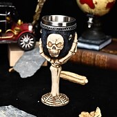 preiswerte Halloween Küche-Halloween Totenkopf Becher Totenkopf Krallengriff Bierkrug Resin &amp;Edelstahl, Trinkgeschirr mit großem Fassungsvermögen, gruselige Bar-Dekoration, Bierbecher für Halloween-Partys, einzigartige