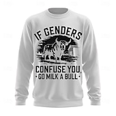 billige 3D-gensere for menn-Herre Grafisk Morsom Slang Genser Mote Daglig Langermet Crew-hals Svart Hvit Crewneck 3D Alle årstider Designer