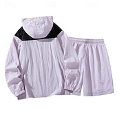 abordables Chándales-Hombre Tracksuit Conjunto deportivo 2 Piezas Deportivo Manga Larga Protección Solar Transpirable Secado rápido Ropa de deporte Ropa de Deporte Bloque de color Rosa Azul Morado